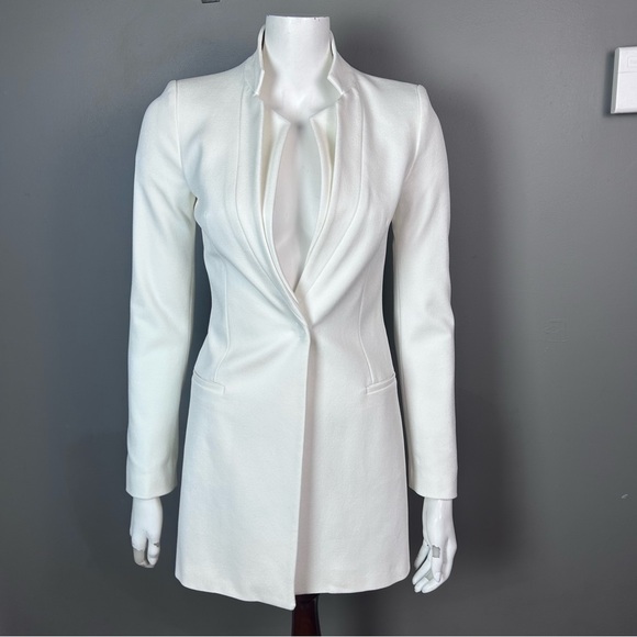 Zara blazer suit jacket women's XS white long line elegant